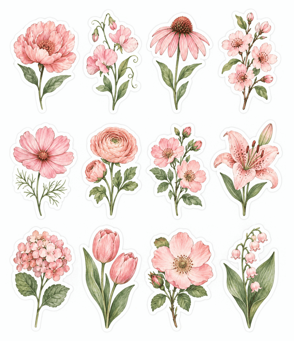Preview of the first page of Pink flowers